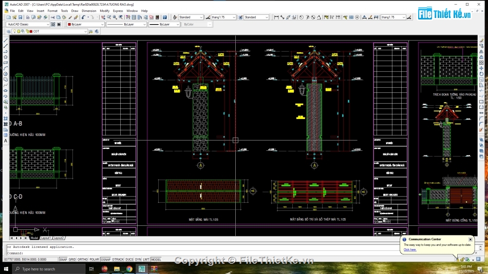 tường rào,chi tiết tương rào+ dự toán,file cad tường rào,cad tường rào