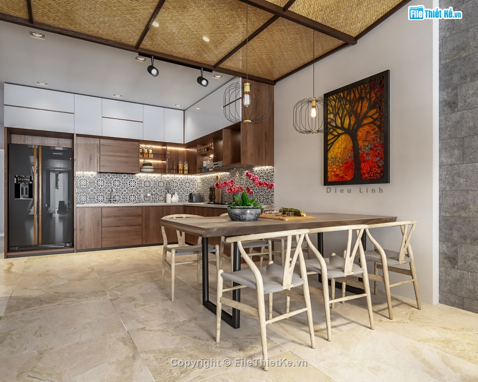 nội thất nhà,Sketchup nhà phố,Sketchup + Vray nội thất,Sketchup nội thất nhà phố,File su nhà lô phố