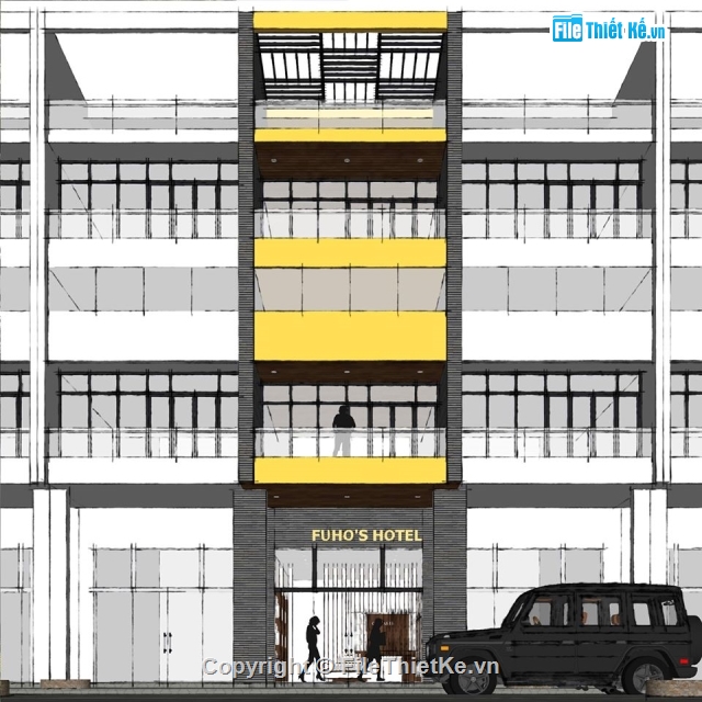 Nhà phố 5x20m,Sketchup nhà phố 4 tầng,SU nhà phố 4 tầng,Sketchup nhà phố