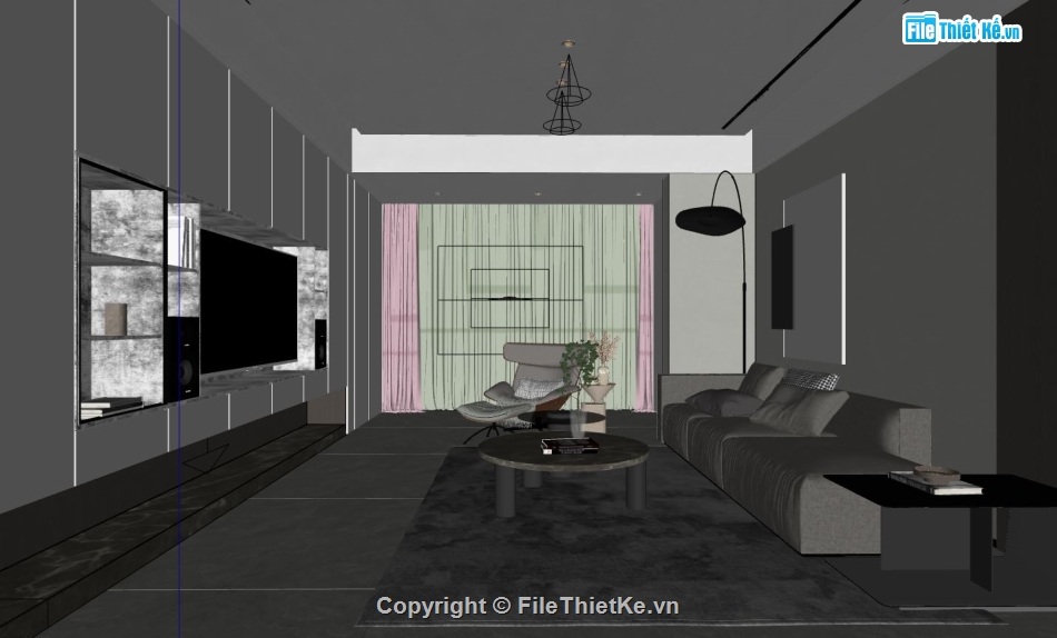 file sketchup phòng khách,sketchup phòng khách,model si phòng khách,phòng khách model su,file sketchup phòng khách đẹp