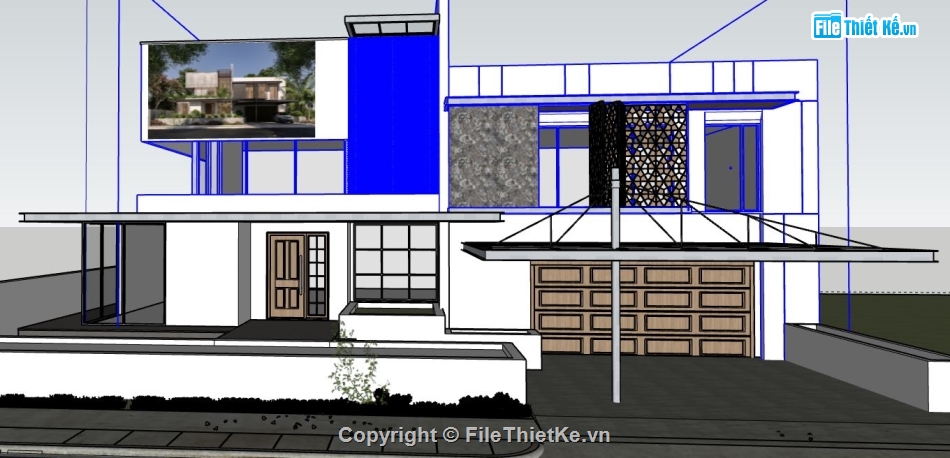 biệt thự 2 tầng,mẫu biệt thự 2 tầng,su biệt thự 2 tầng,file sketchup biệt thự 2 tầng