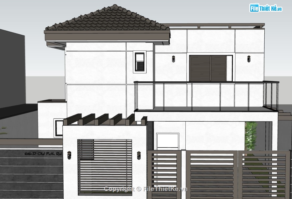 biệt thự 2 tầng,file su biệt thự 2 tầng,phối cảnh biệt thự 2 tầng,model su biệt thự 2 tầng