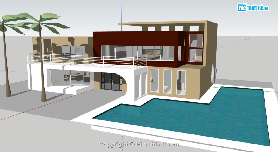 su biệt thự 2 tầng,file su biệt thự 2 tầng,sketchup biệt thự 2 tầng