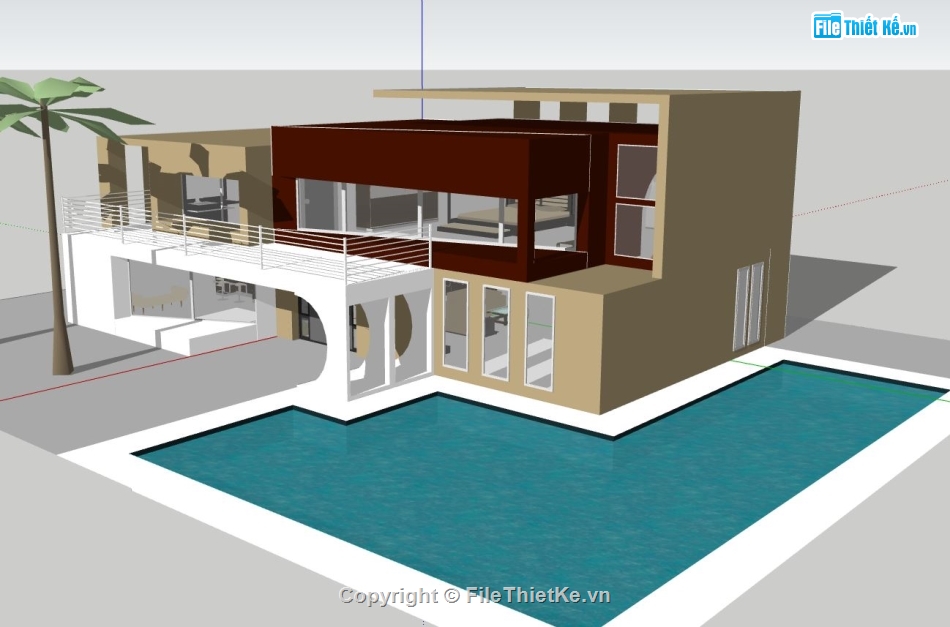 su biệt thự 2 tầng,file su biệt thự 2 tầng,sketchup biệt thự 2 tầng