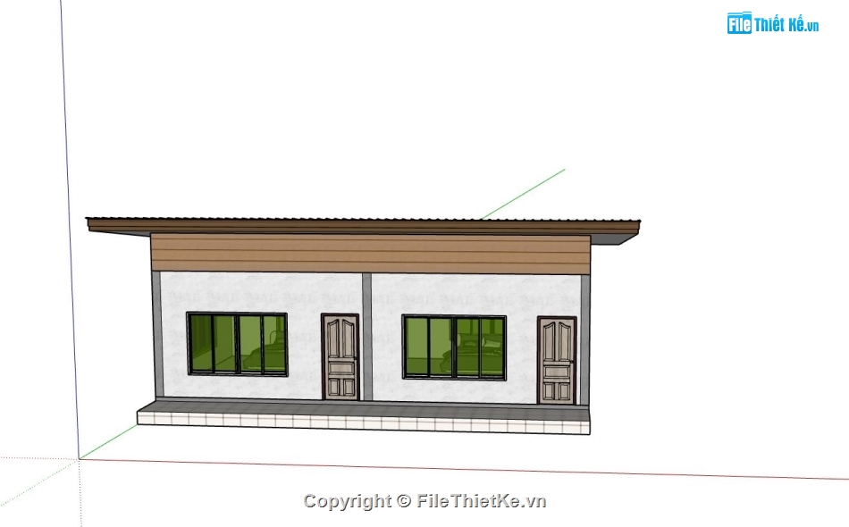 mẫu homestay,file sketchup homestay,homestay 1 tầng