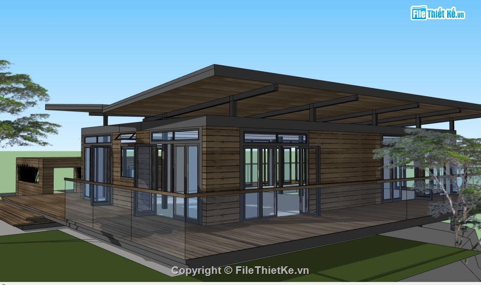 mẫu nhà cấp 4,nhà cấp 4 sketchup,sketchup nhà cấp 4