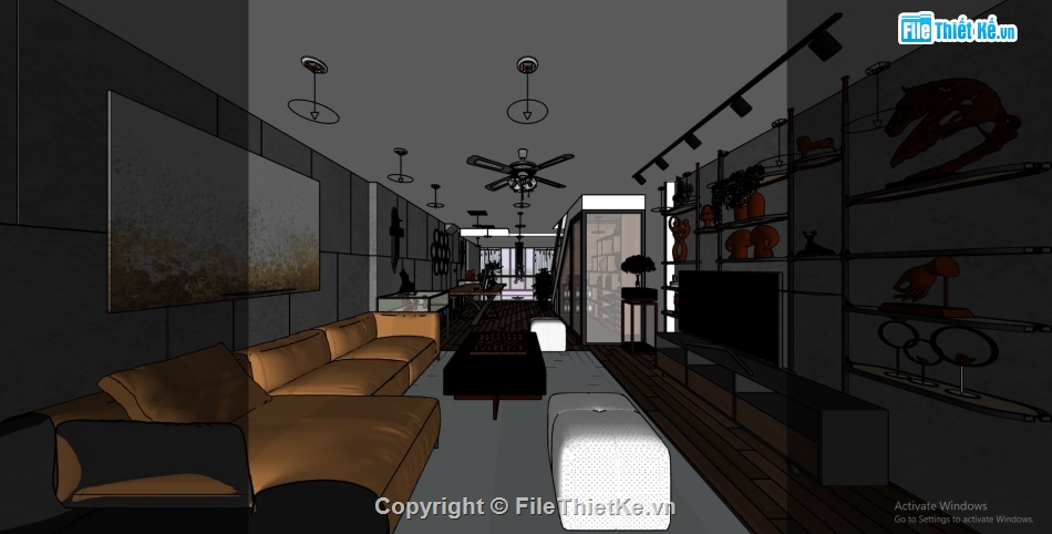 phòng khách nhà phố,sketchup phòng khách hiện đại,phối cảnh phòng khách,nội thất phòng khách su