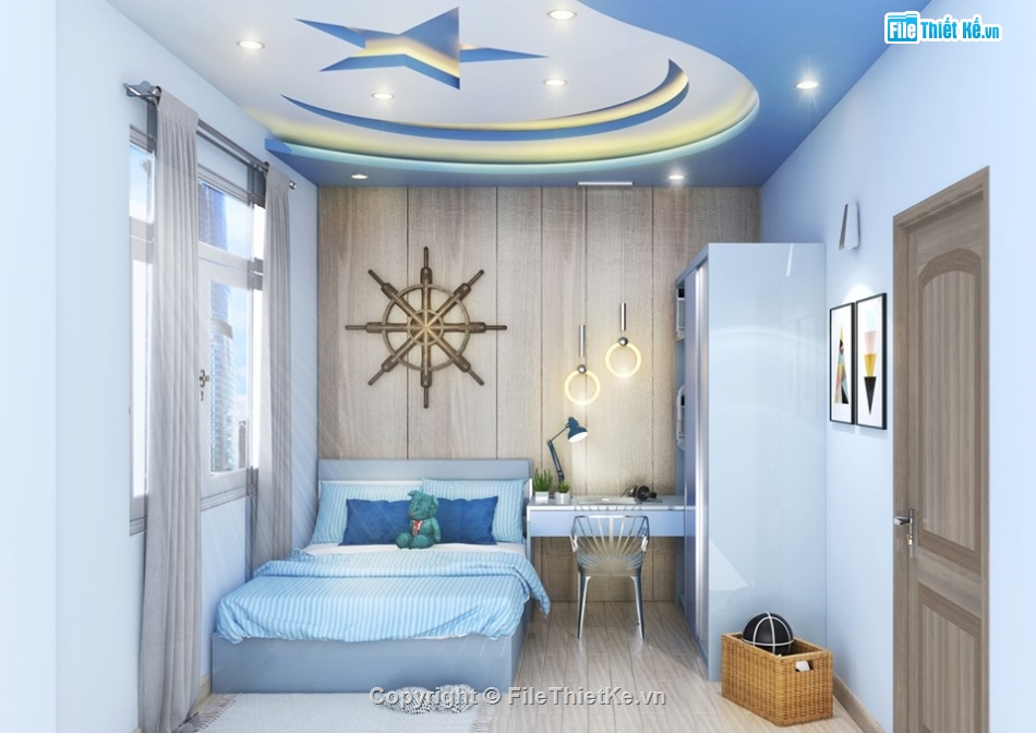 nội thất phòng ngủ,file sketchup nội thất phòng ngủ,su phòng ngủ hiện đại,phòng ngủ bé trai
