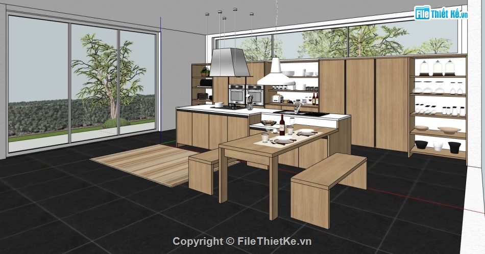 sketchup phòng ăn,thiết ké phòng ăn sketchup,file sketchup phòng ăn,file sketchup phòng ăn cực đẹp