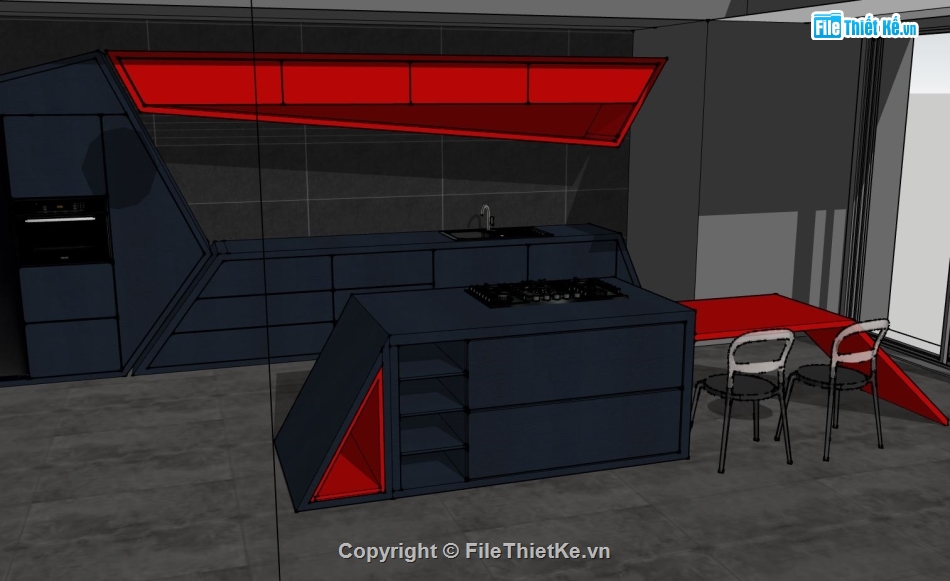 phòng bếp sketchup,sketchup phòng bếp,model su phòng bếp