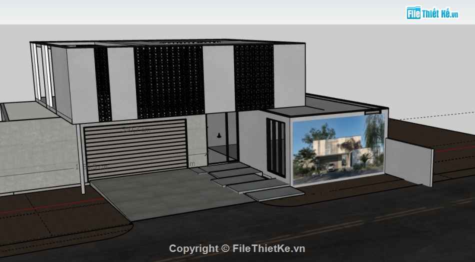 file su nhà phố 2 tầng,model su nhà phố 2 tầng,file sketchup nhà phố 2 tầng