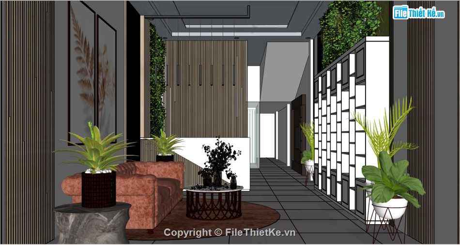 thiết kế spa đẹp,model sketchup spa,mẫu quán spa dựng sketchup