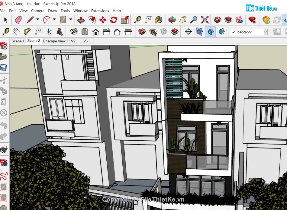 Bản vẽ nhà phố 3 tầng,nhà phố 3 tầng file cad,autocad nhà phố 3 tầng,nhà phố 3 tầng 4x16m,sketchup nhà phố 3 tầng