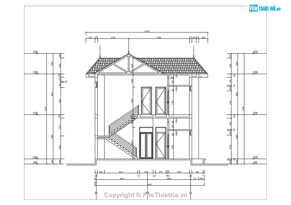 bản vẽ biệt thự 2 tầng,biệt thự 2 tầng 9.72x11.6m,mẫu biệt thự 2 tầng,thiết kế biệt thự 2 tầng