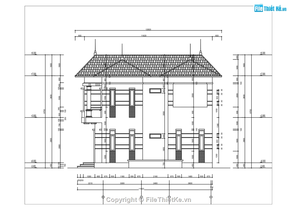 bản vẽ biệt thự 2 tầng,biệt thự 2 tầng 9.72x11.6m,mẫu biệt thự 2 tầng,thiết kế biệt thự 2 tầng