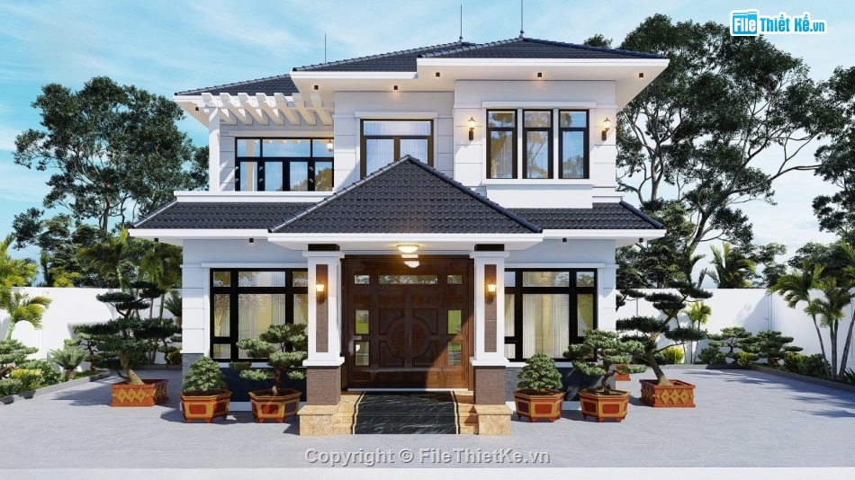 thiết kế nhà mái nhật,bản vẽ nhà mái nhật,kiến trúc nhà mái nhật,bản vẽ nhà mái nhật 2 tầng