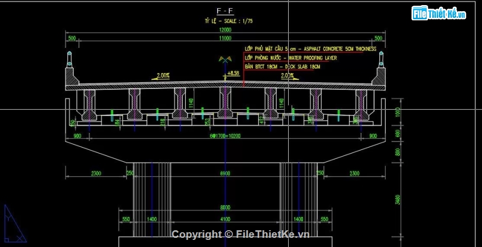 cầu dầm,Bản vẽ dầm,Bản vẽ cầu dầm