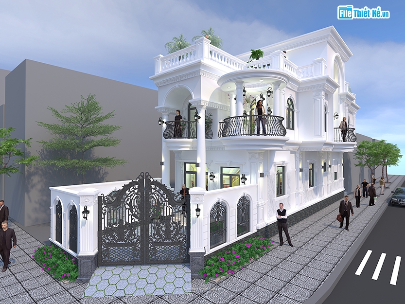TÂN CỔ ĐIỂN 2 TẦNG,full bản vẽ nhà phố,biệt thự tân cổ điển full kt.kc.đn,bản vẽ biệt thự tân cổ điển full,kiến trúc 2 tầng 1 tum,biệt thự phố