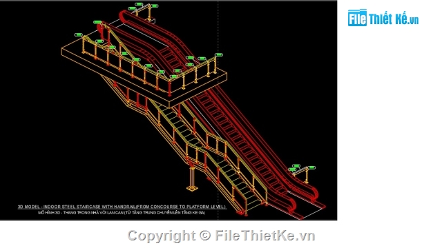 Bản vẽ chi tiết,Cầu thang thép,đường sắt trên cao,Nhổn- Kim Mã