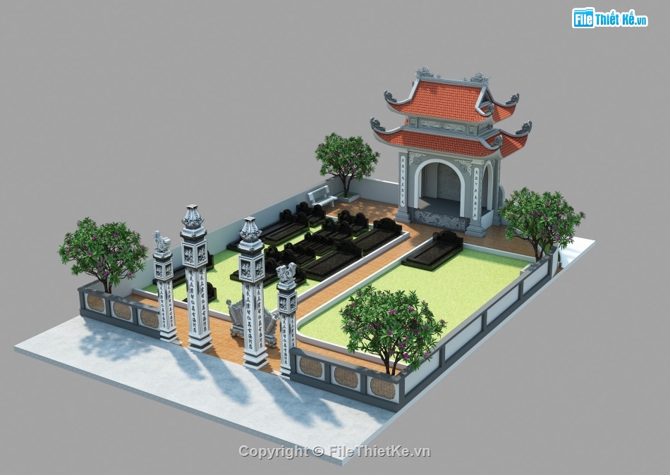 50 mẫu bản vẽ thiết kế xây khu lăng mộ đá nghĩa trang gia đình đẹp