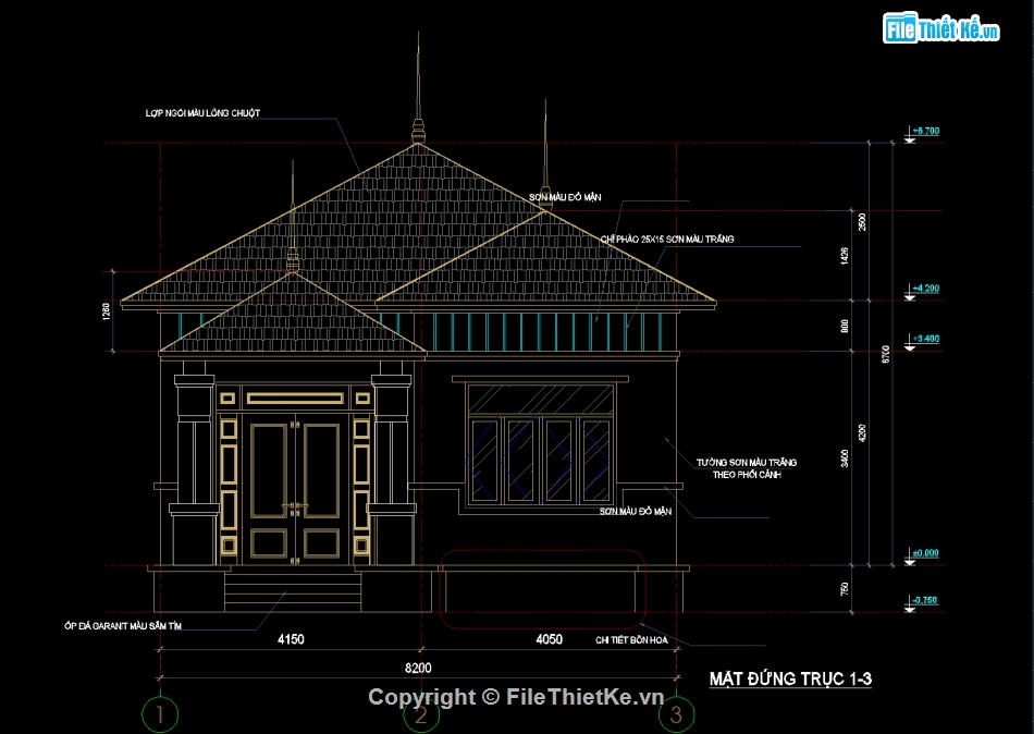 Full bản vẽ thiết kế kỹ thuật thi công nhà cấp 4 mái Nhật kích ...