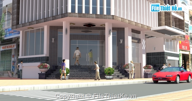 văn phòng,văn phòng cho thuê,nhà ở kết hợp văn phòng,bản vẽ văn phòng 5 tầng,văn phòng 5 tầng 10.38x18.507m