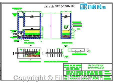 đồ án trạm xử lý cấp nước,cấp nước cad,bản vẽ cấp nước