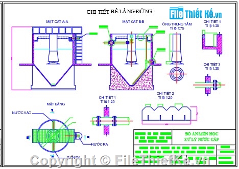 đồ án trạm xử lý cấp nước,cấp nước cad,bản vẽ cấp nước