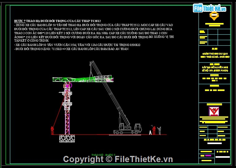 thiết kế thi công,giàn giáo bao che,biện pháp thi công cẩu tháp,file cad biện pháp thi công cẩu tháp