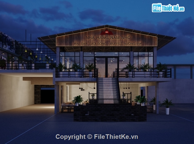 mẫu nhà hàng,Sketchup nhà hàng,SU nhà hàng,nhà hàng hải sản,mẫu nhà hàng cực đẹp