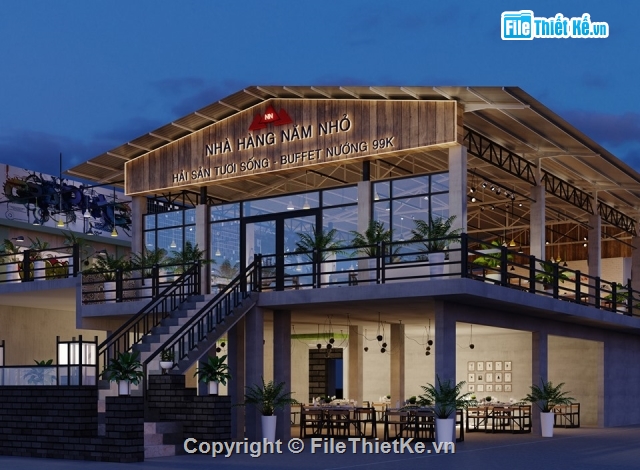 mẫu nhà hàng,Sketchup nhà hàng,SU nhà hàng,nhà hàng hải sản,mẫu nhà hàng cực đẹp