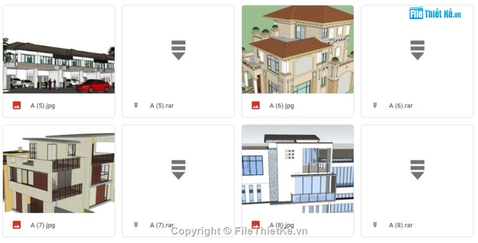 Thư viện sketchup Villa,Thư viện sketchup biệt thự,Model Sketchup villa,Bộ sưu tập Sketchup villa