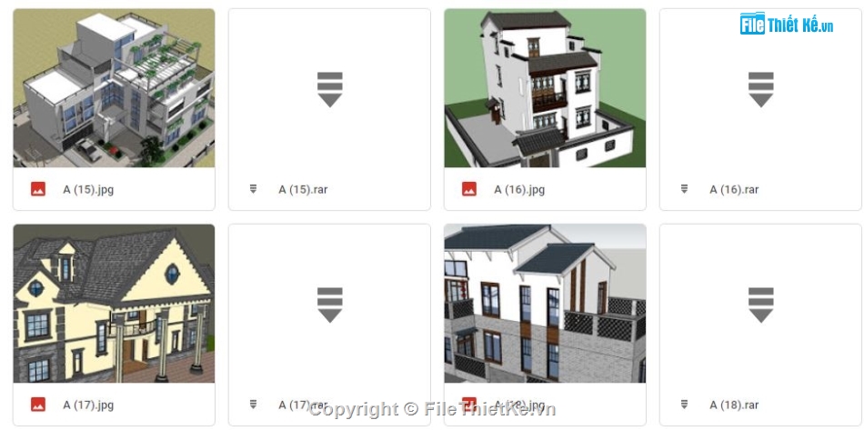 Thư viện sketchup Villa,Thư viện sketchup biệt thự,Model Sketchup villa,Bộ sưu tập Sketchup villa