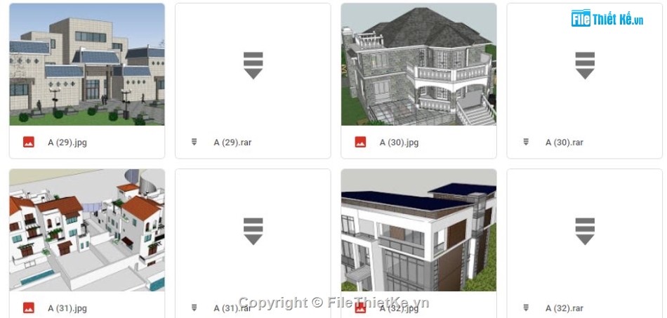 Thư viện sketchup Villa,Thư viện sketchup biệt thự,Model Sketchup villa,Bộ sưu tập Sketchup villa