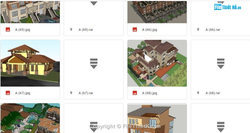 Thư viện sketchup Villa,Thư viện sketchup biệt thự,Model Sketchup villa,Bộ sưu tập Sketchup villa