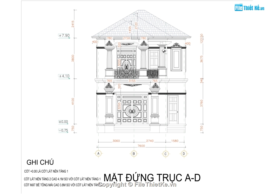 Biệt thự 2 tầng mái Nhật,File cad biệt thự 2 tầng,Biệt thự 2 tầng file cad,autocad biệt thự 2 tầng,bản vẽ biệt thự 2 tầng