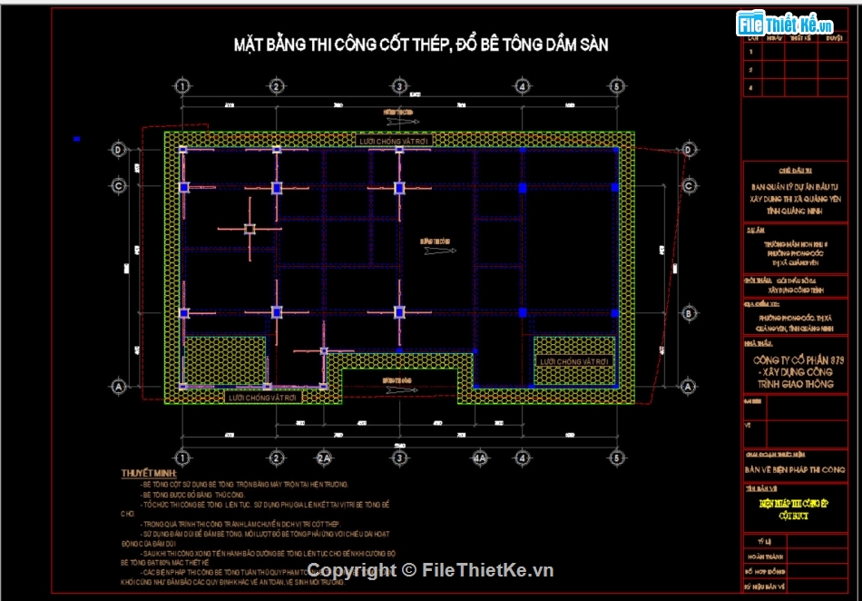 bản vẽ thi công trường mầm non,autocad trường mầm non,Trường mầm non Quảng Yên 15x27m,Trường mầm non Quảng Yên,file cad trường mầm non