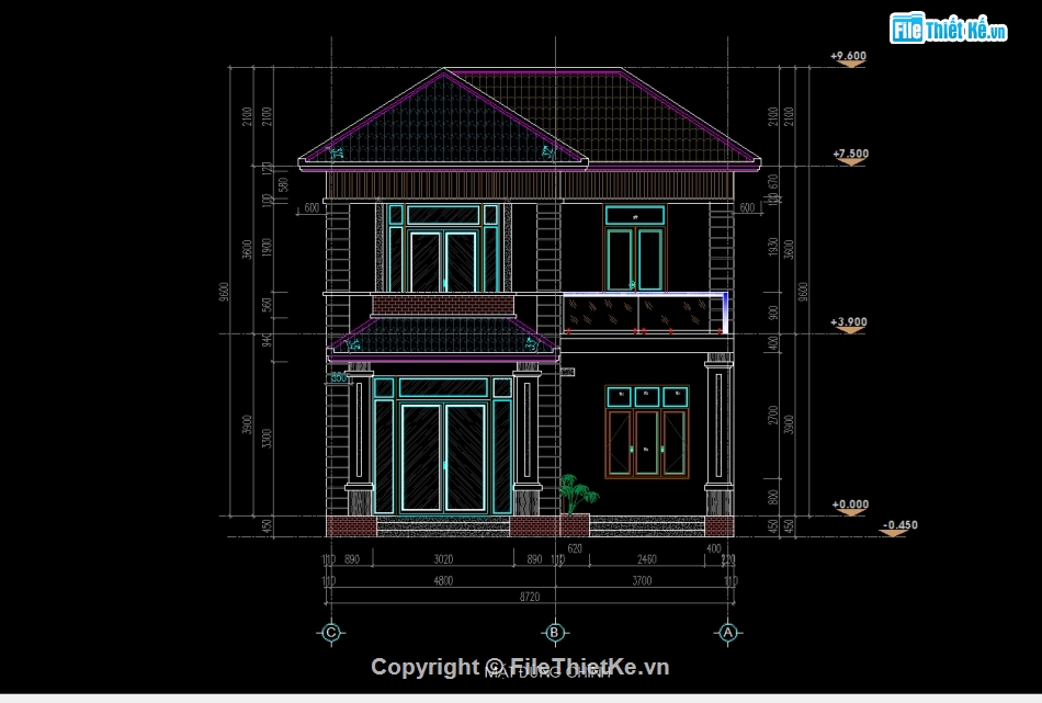 bản vẽ 2 tầng,biệt thự mái nhật chữ L,biệt thự 2 tầng mái nhật,file cad biệt thự 2 tầng,biệt thự mái nhật