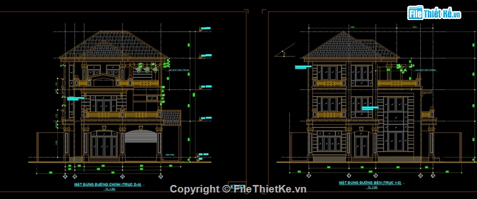 hồ sơ thiết kế,bản vẽ biệt thự,kiến trúc biệt thự,thiết kế biệt thự,bản vẽ cad biệt thự hiện đại 3 tầng kt 10x16m