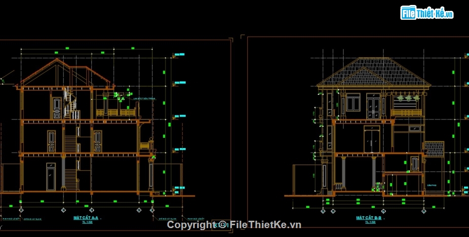 hồ sơ thiết kế,bản vẽ biệt thự,kiến trúc biệt thự,thiết kế biệt thự,bản vẽ cad biệt thự hiện đại 3 tầng kt 10x16m