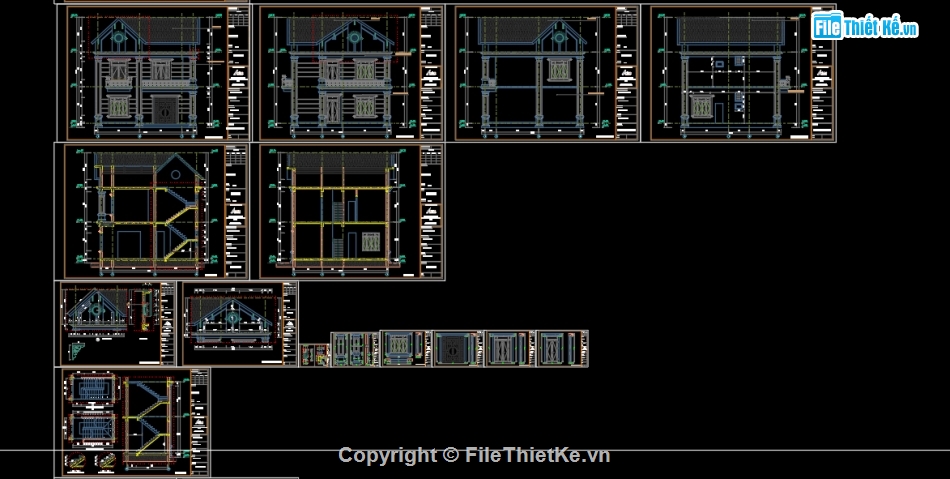 bản vẽ nhà 2 tầng,nhà mái thái 2 tầng,kiến trúc nhà 2 tầng,cad nhà 2 tầng mái thái