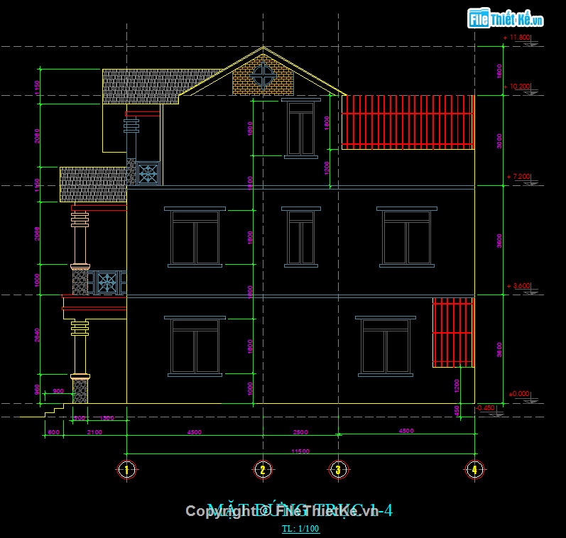 bản vẽ thiết kế,nhà phố 2 tầng,bản vẽ nhà phố 2 tầng,file cad nhà phố 2 tầng