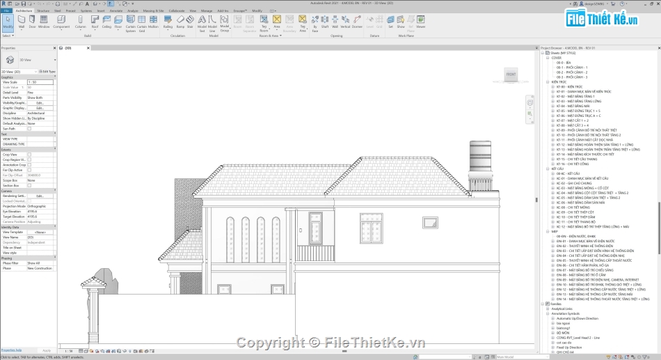 file revit nhà mái thái,nhà mái nhật 2 tầng,mẫu nhà mái nhật 2 tầng