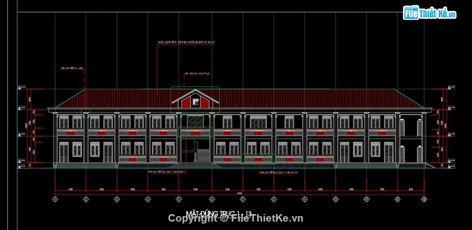 Autocad trường trung học,Trường học 2 tầng,Cad trường học 2 tầng,thiết kế trường học 2 tầng,bản vẽ trường học