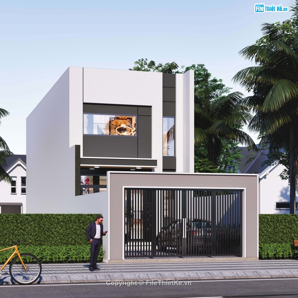 full hồ sơ nhà gác lững,nhà gác lững 5x14,nhà gác lững,nhà 1 tầng 1 lững