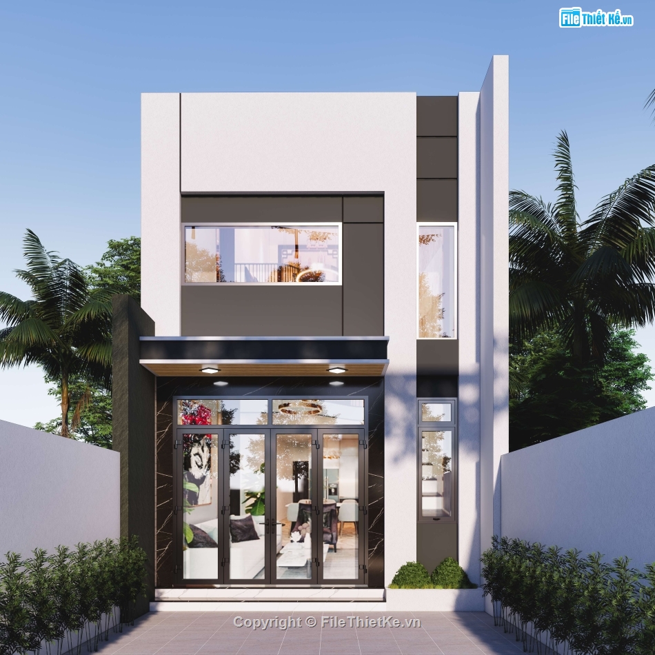full hồ sơ nhà gác lững,nhà gác lững 5x14,nhà gác lững,nhà 1 tầng 1 lững
