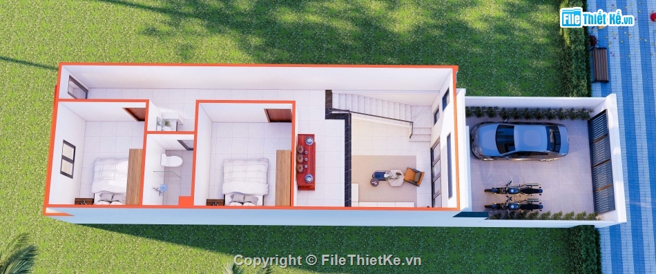 full hồ sơ nhà gác lững,nhà gác lững 5x14,nhà gác lững,nhà 1 tầng 1 lững