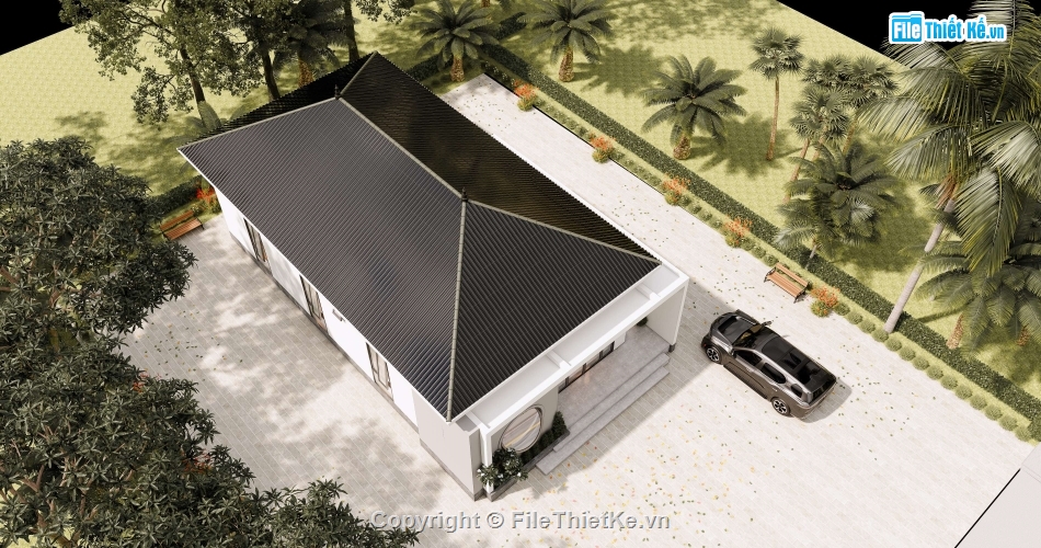 full thiết kế nhà 8x16m,nhà 8x16m mái nhật,nhà 1 tầng 8x16m