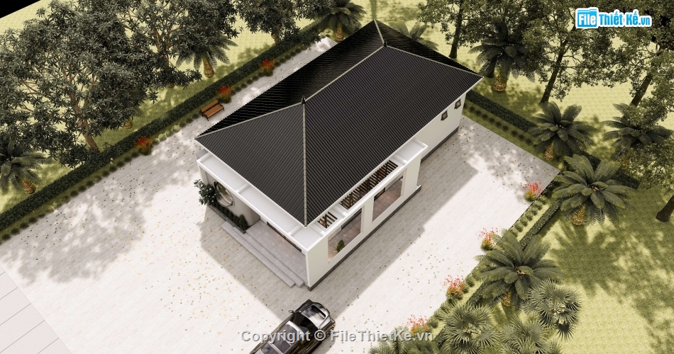 full thiết kế nhà 8x16m,nhà 8x16m mái nhật,nhà 1 tầng 8x16m