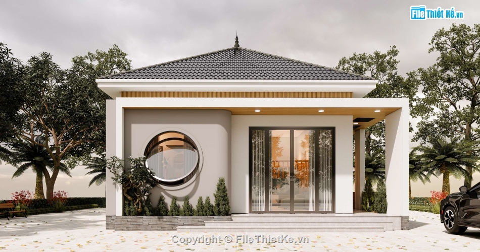 full thiết kế nhà 8x16m,nhà 8x16m mái nhật,nhà 1 tầng 8x16m
